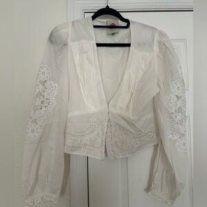 Farm Rio White Lace Blouse size medium
